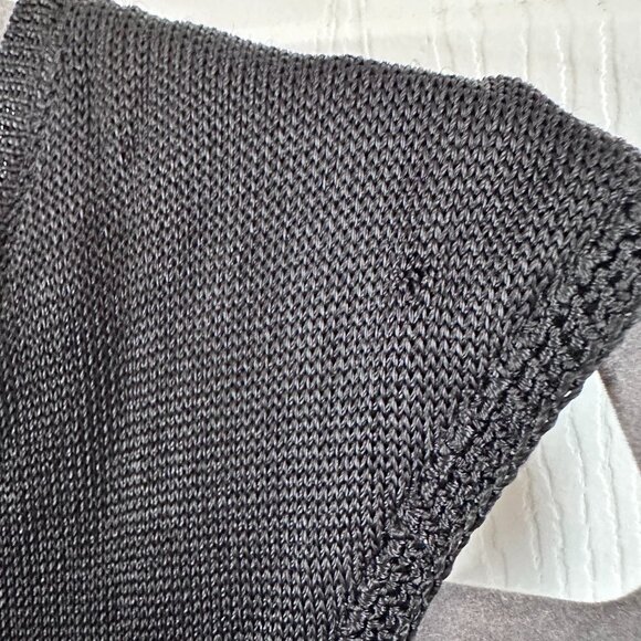 Vtg 90s Guess Collection Sz Large Black V-neck Long Dress w Crochet Pointed Hem - Picture 9 of 11